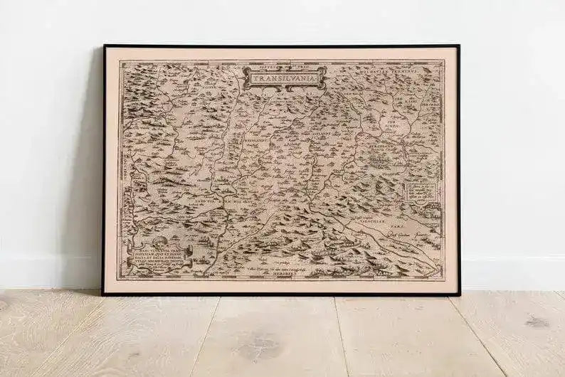 Historical Map of Transylvania 1570| Romania Old Map Wall Decor