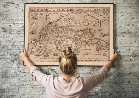 Historical Map of Tunisia Morocco Algeria 1570| Old Map Wall Decor