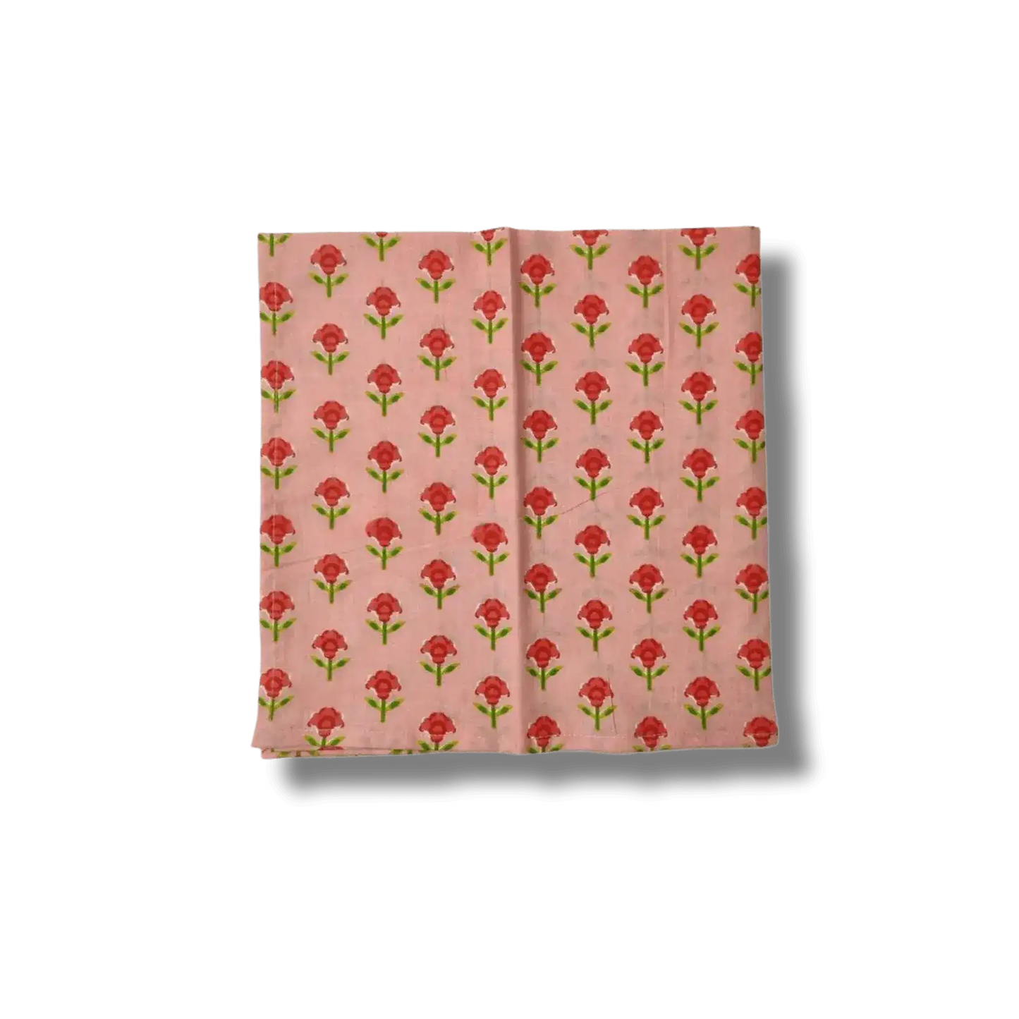 Indian Roses Floral Block Printed Cotton Napkins