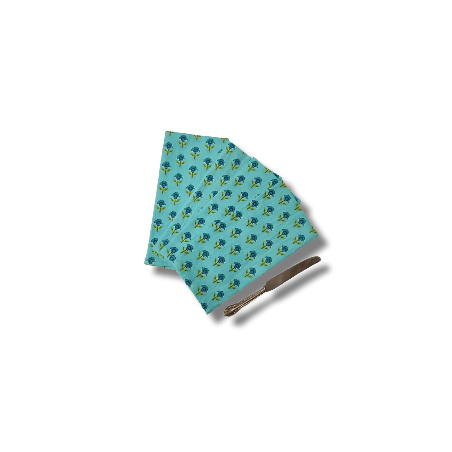 Indian Roses Floral Block Printed Cotton Napkins