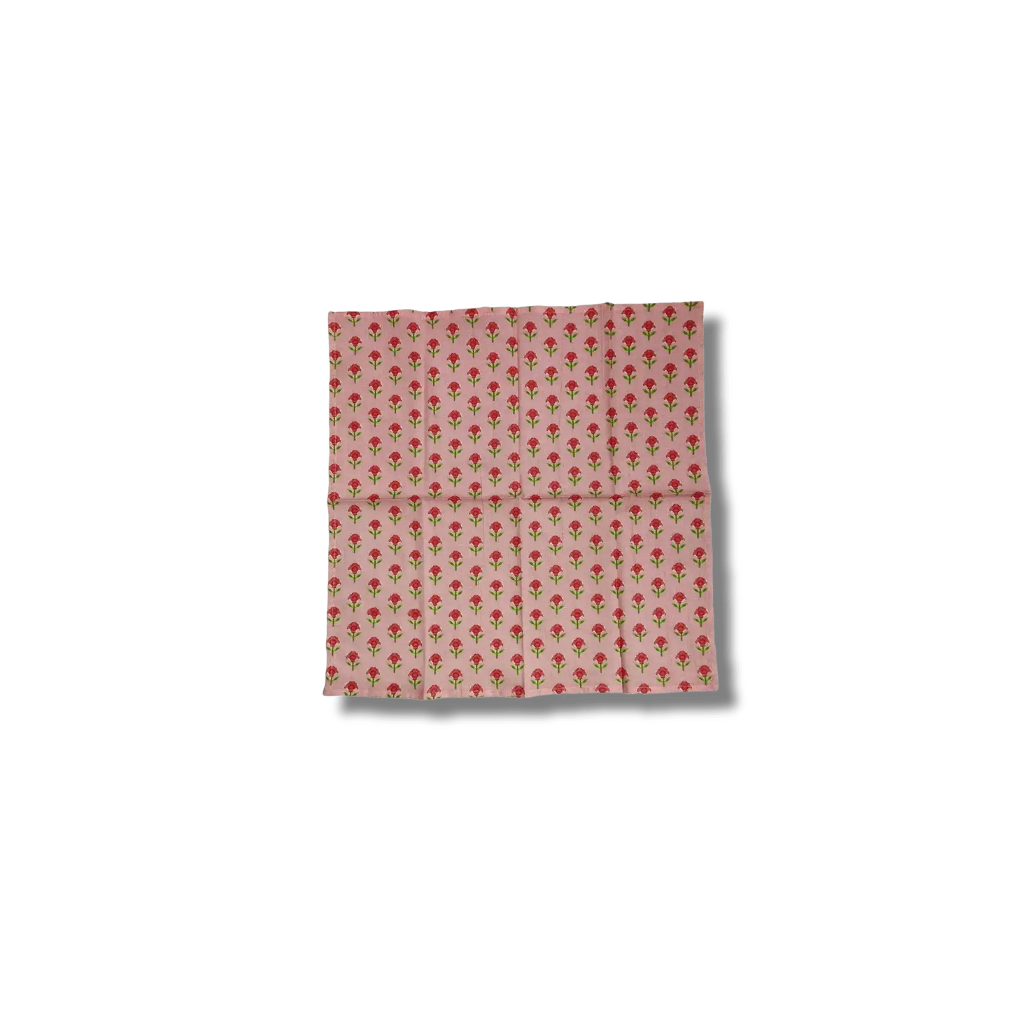 Indian Roses Floral Block Printed Cotton Napkins