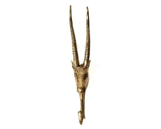 Large Solid Brass Antelope Wall Hook