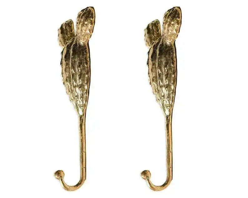 Large Solid Brass Cactus Wall Hanging Hook