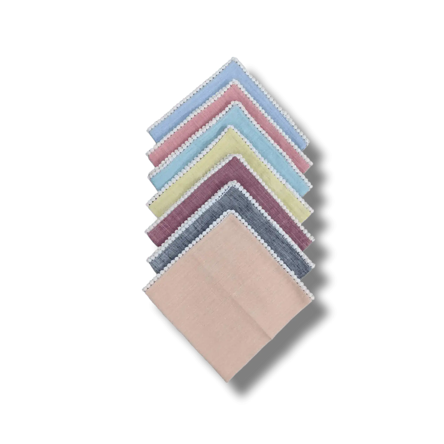 Linen Tea Napkins with Pom Pom Lace - MAIA HOMES