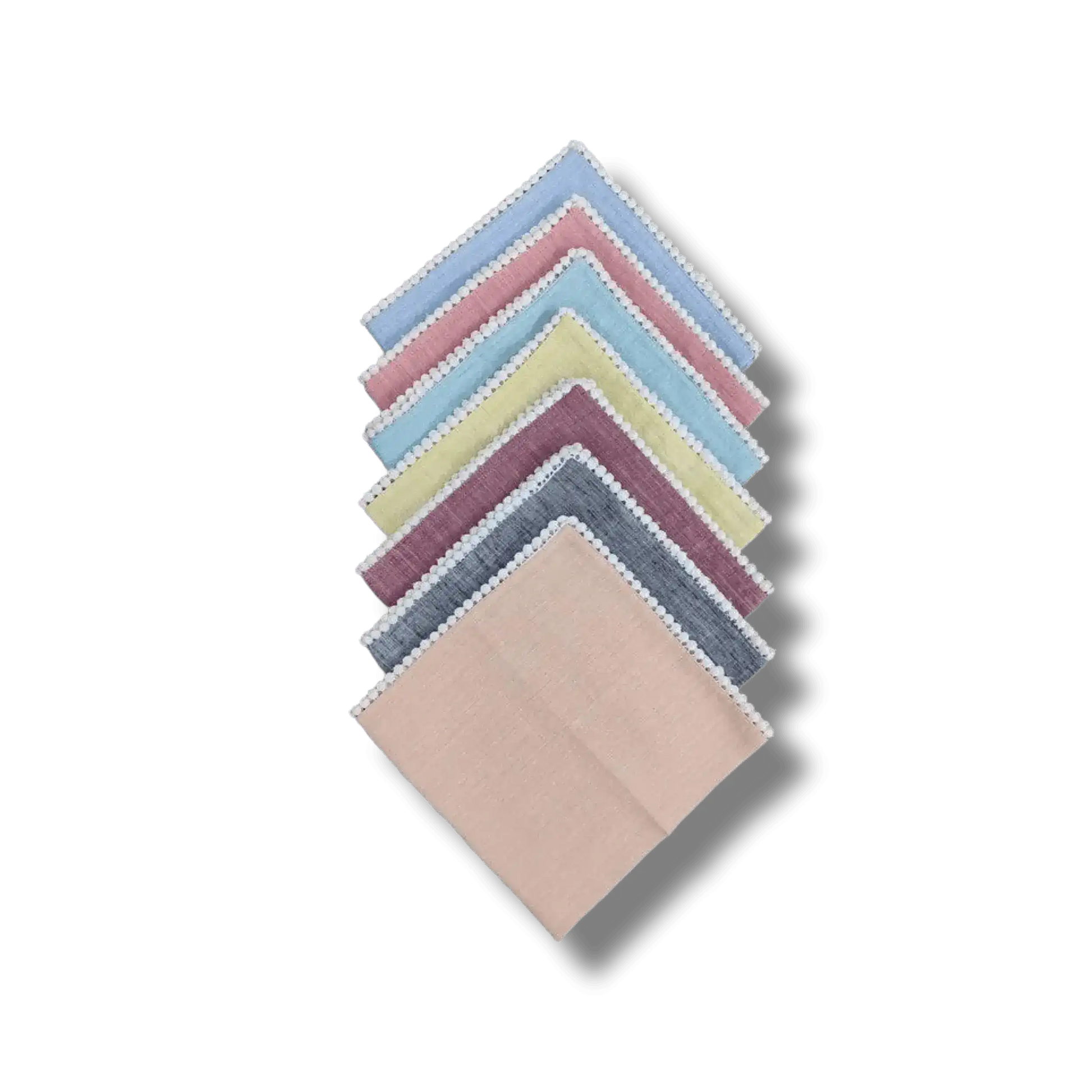 Linen Tea Napkins with Pom Pom Lace - MAIA HOMES