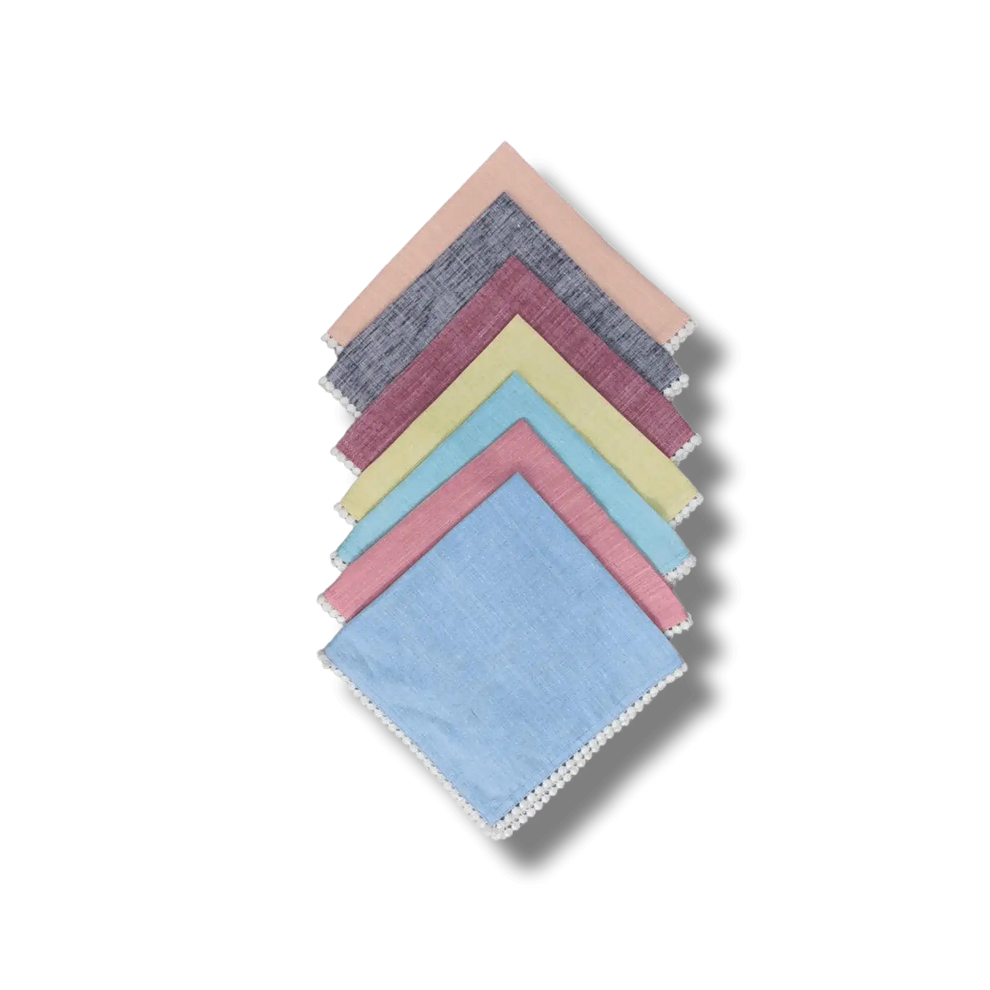 Linen Tea Napkins with Pom Pom Lace - MAIA HOMES