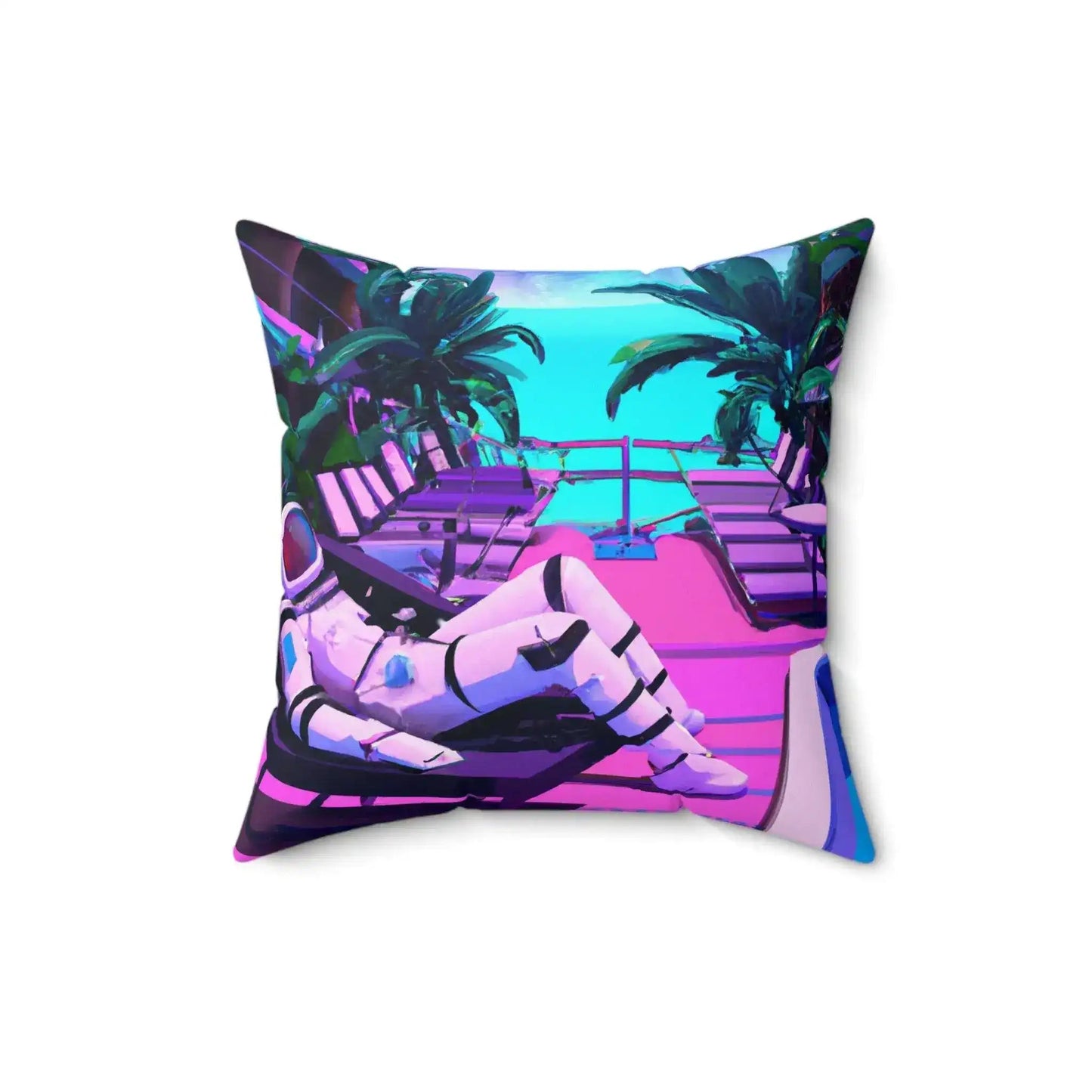 Lounging Astronaut Printed Throw Pillow - MAIA HOMES