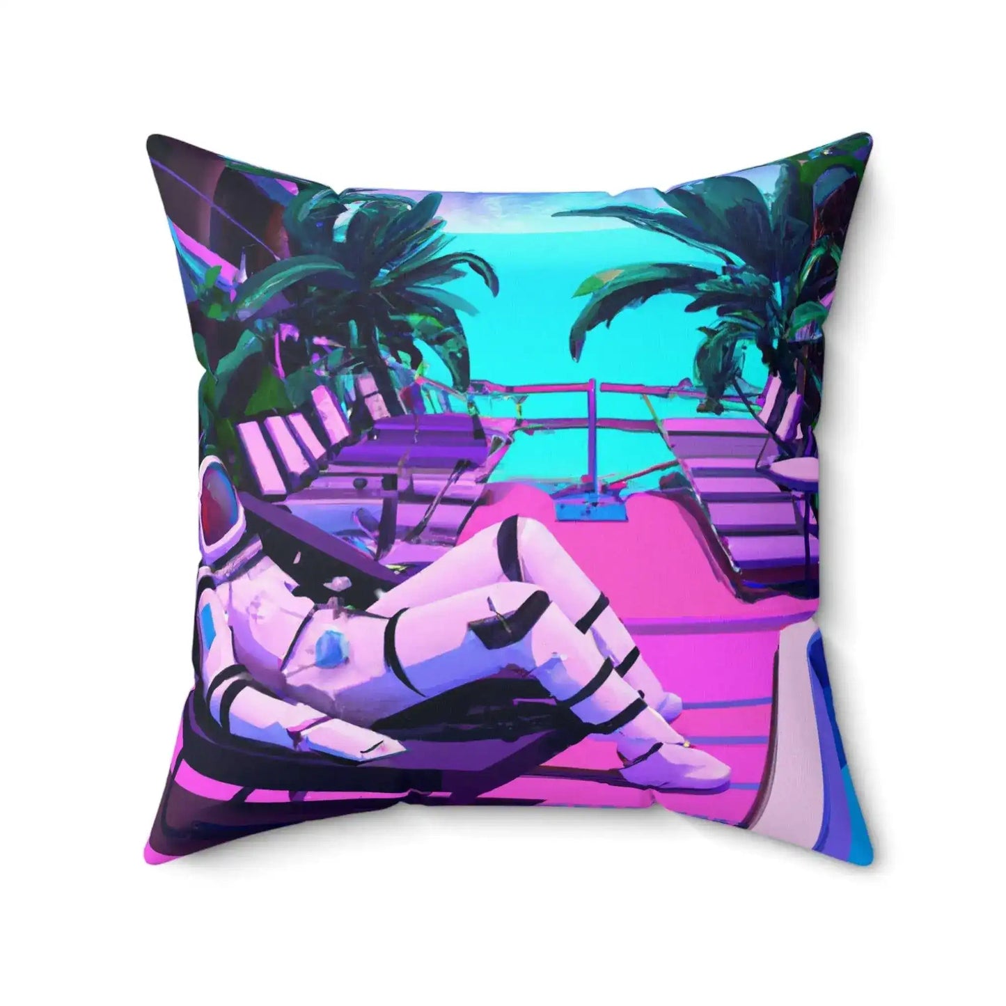 Lounging Astronaut Printed Throw Pillow - MAIA HOMES