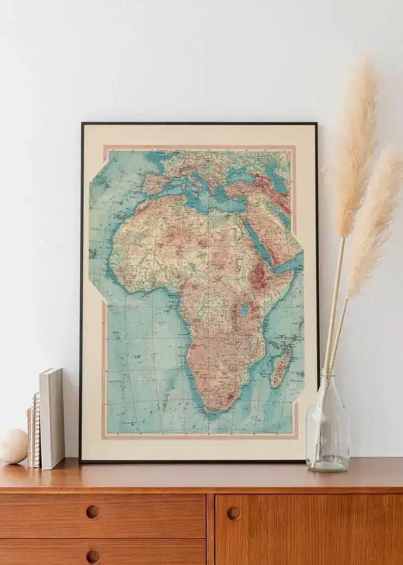 Map of Africa| Old Map Wall Decor
