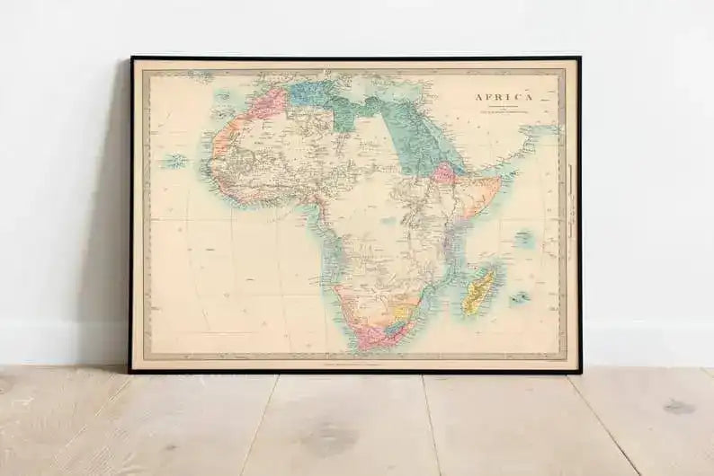 Map of the Africa 1872| Old Map Wall Decor