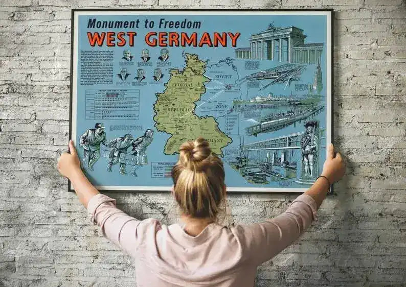 Map of West Germany| Old Map Wall Decor