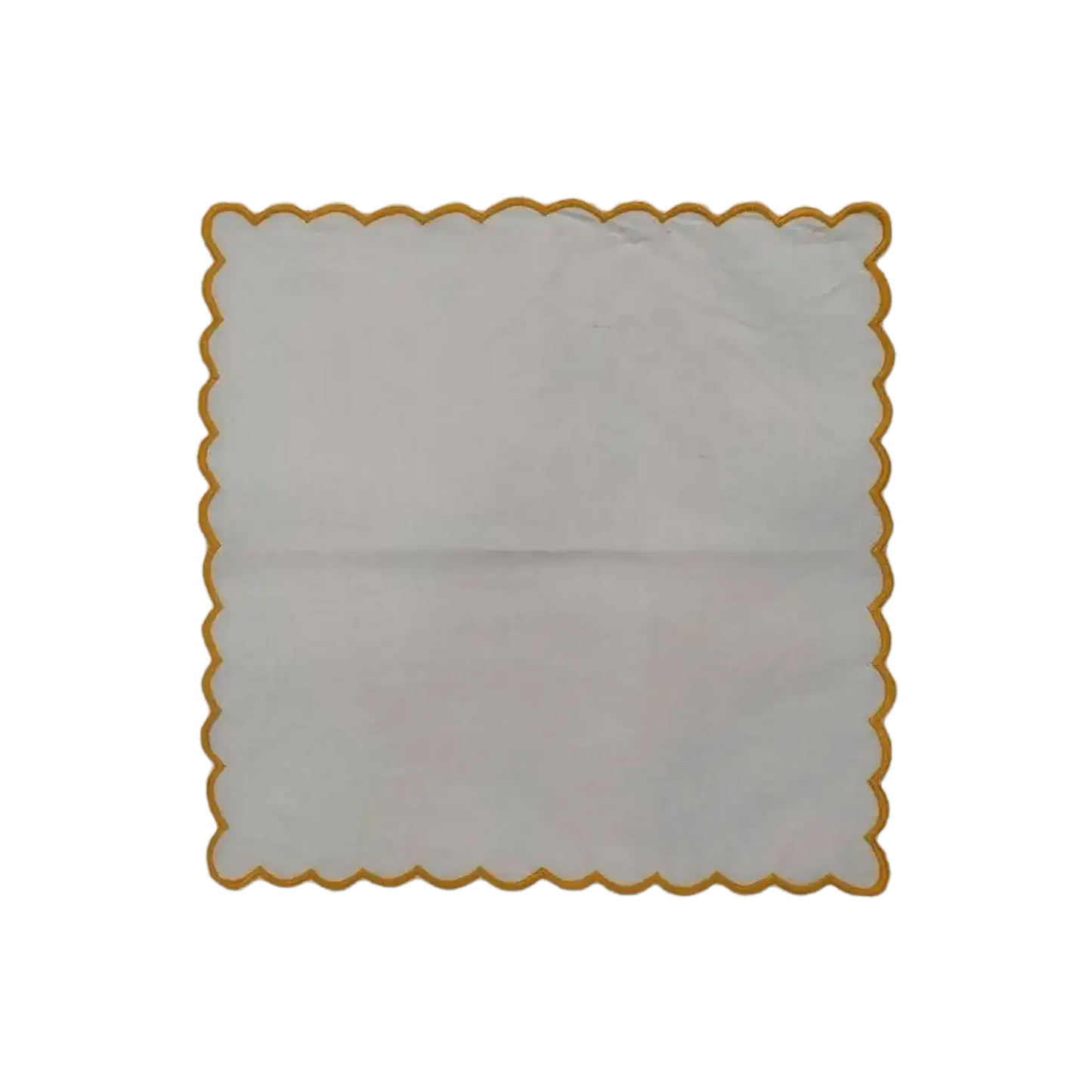 Mini Scalloped White Cotton Napkins with Embroidered Trim