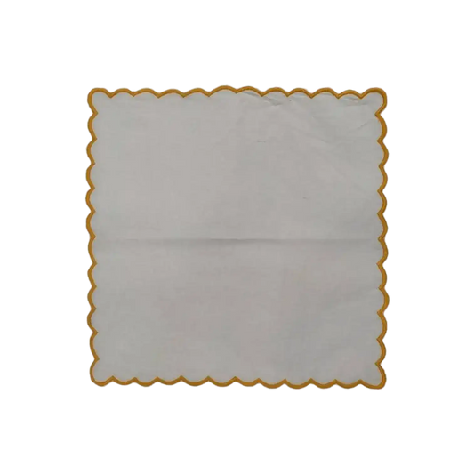 Mini Scalloped White Cotton Napkins with Embroidered Trim
