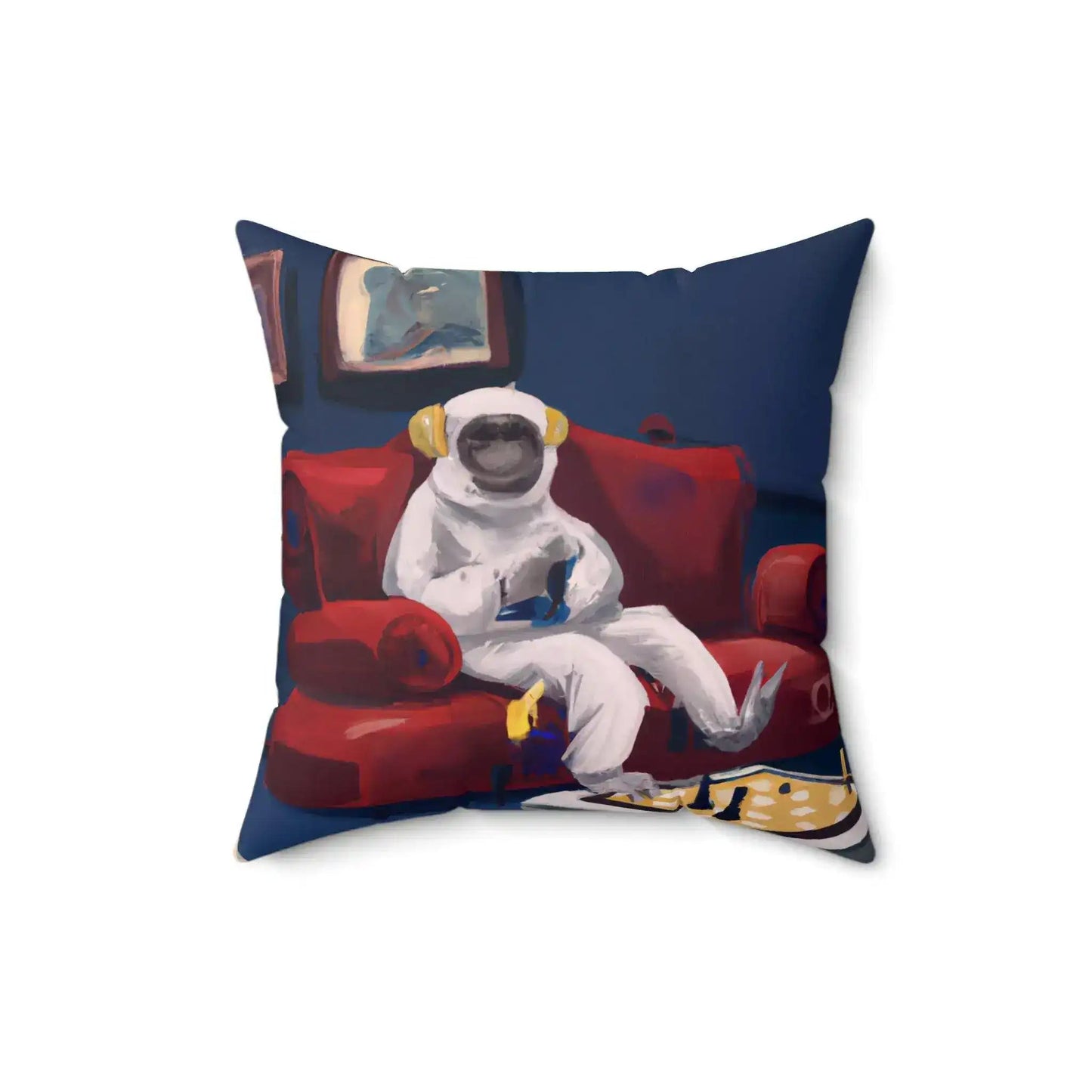Monkey Astronaut Netflix and Chill Printed Throw Pillow - MAIA HOMES