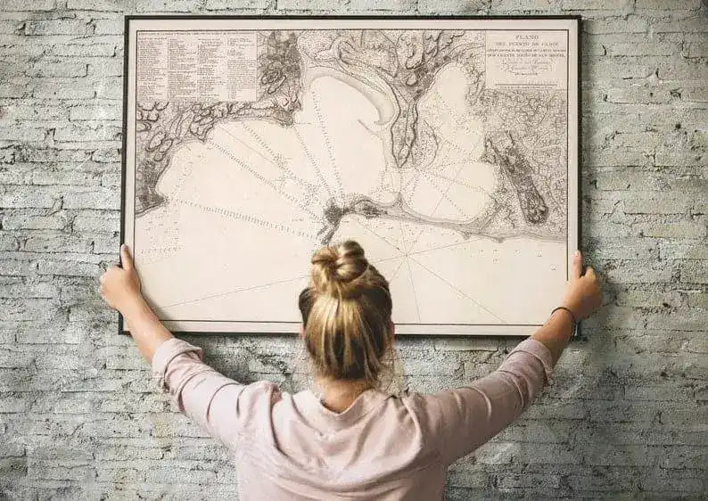 Nautical Map of Cadiz Harbor 1789| Old Map Wall Decor