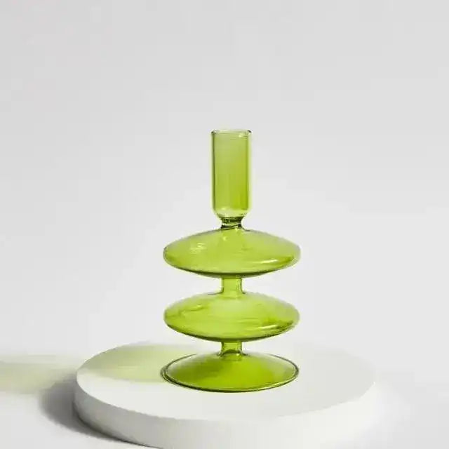 Ninia Collection of Green Glass Candle Holders - MAIA HOMES
