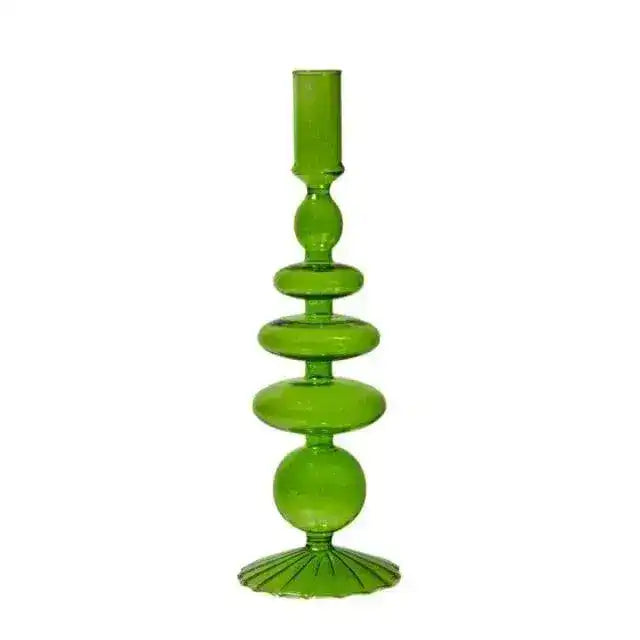 Ninia Collection of Green Glass Candle Holders - MAIA HOMES