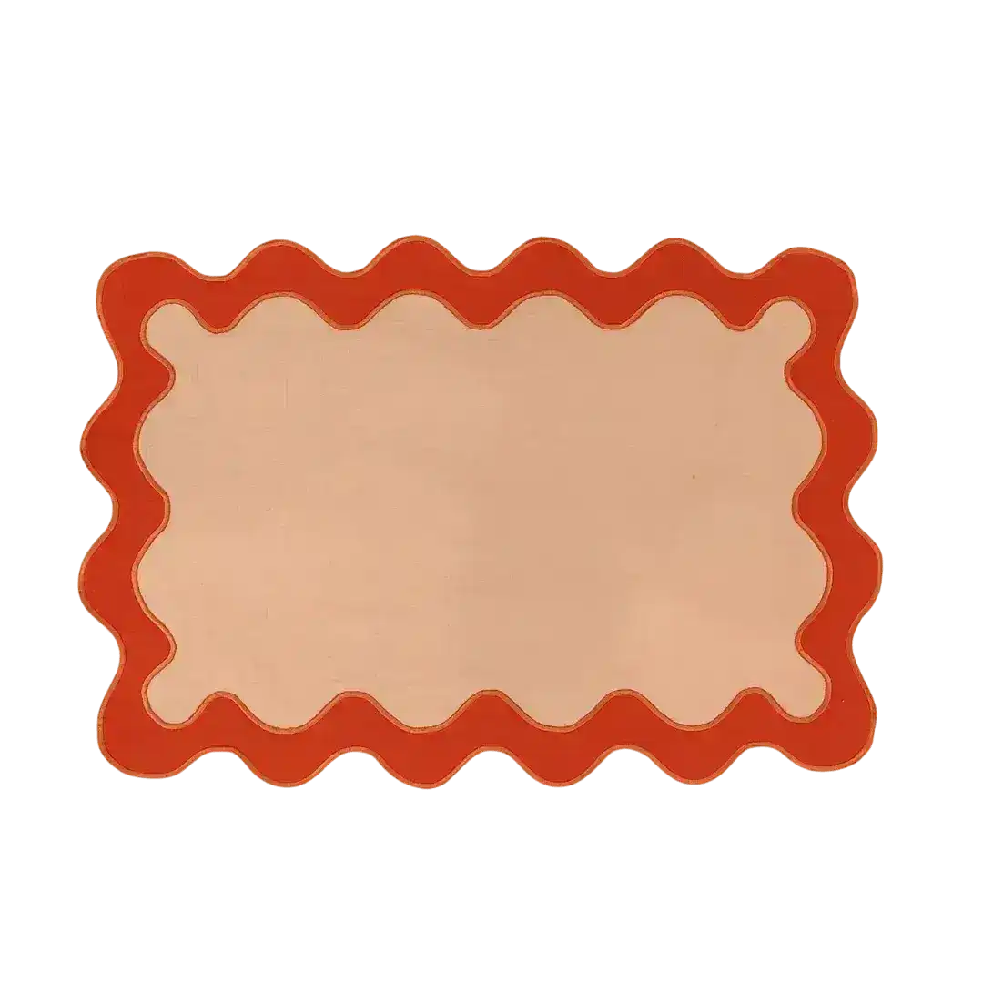 Orange Scallop 100% Linen Placemats