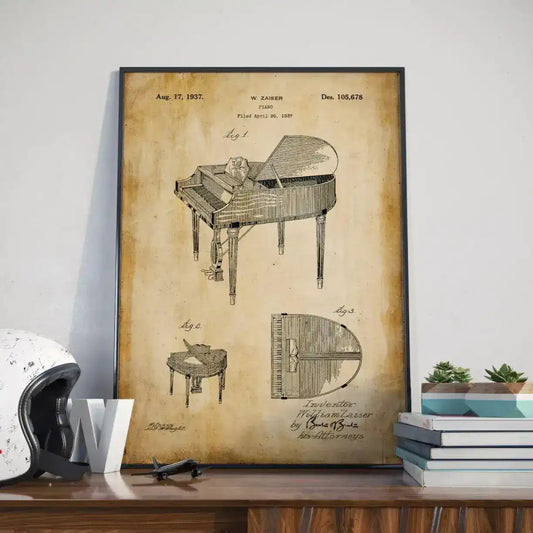 Piano Vintage Patent Poster Print