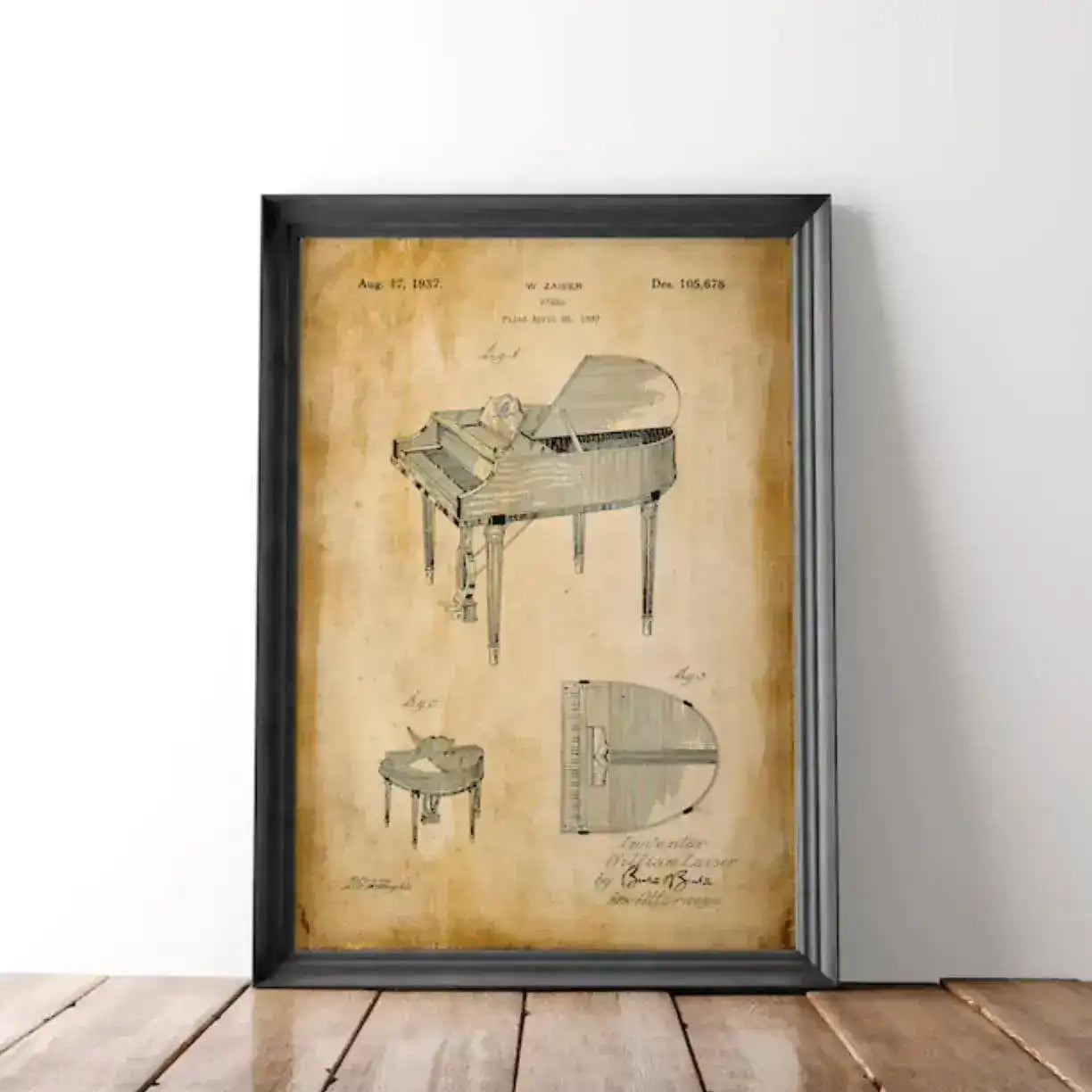 Piano Vintage Patent Poster Print