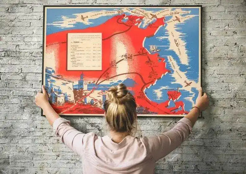 Pictorial Map of Tunisia| Old Map Wall Decor