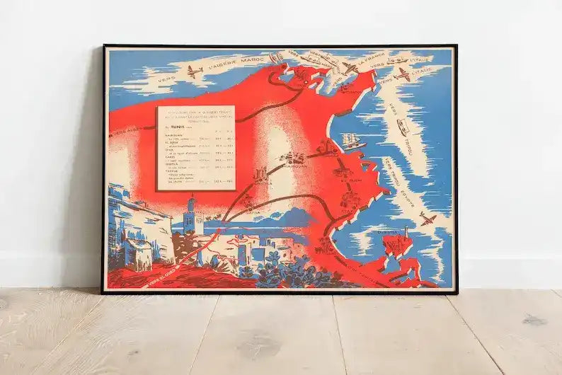 Pictorial Map of Tunisia| Old Map Wall Decor