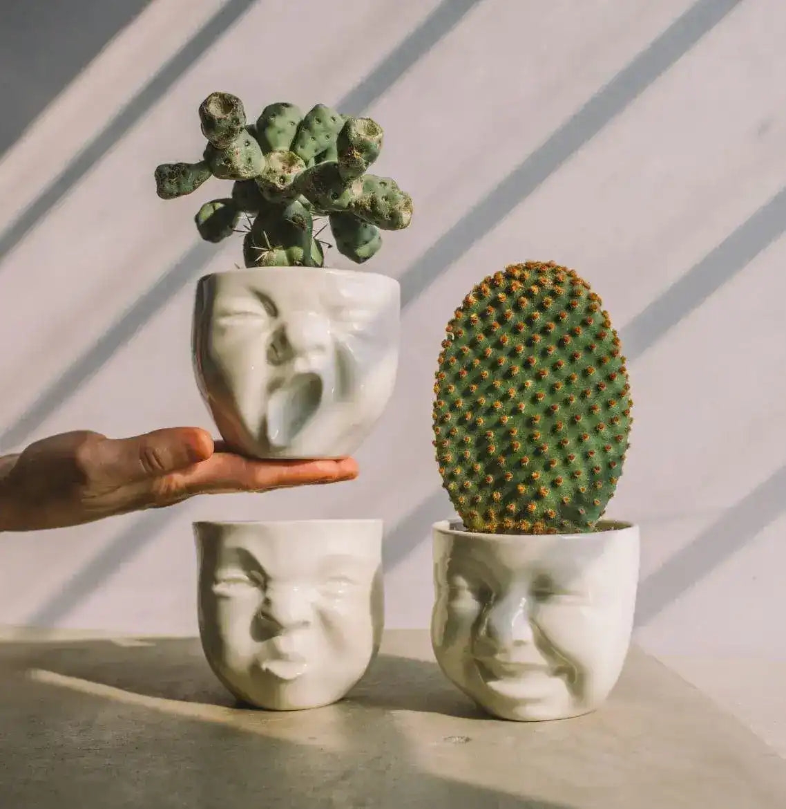 Porcelain Baby Faces Planters - Set of 3