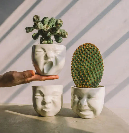 Porcelain Baby Faces Planters - Set of 3