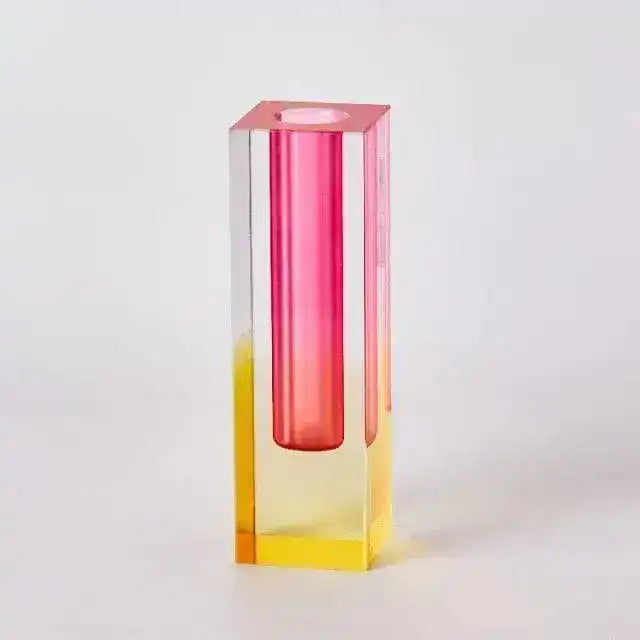 Rainbow Pillar Glass Bud Vase - MAIA HOMES