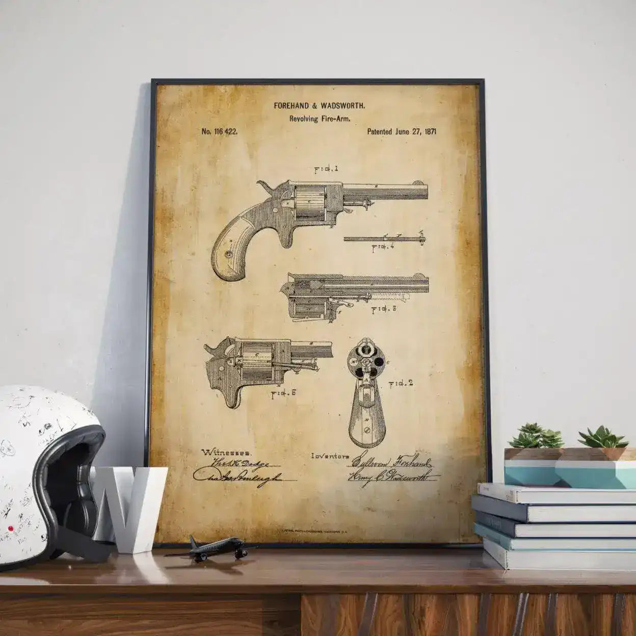 Revolver Gun Vintage Patent Poster Print