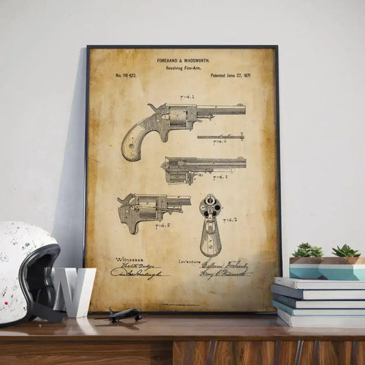 Revolver Gun Vintage Patent Poster Print