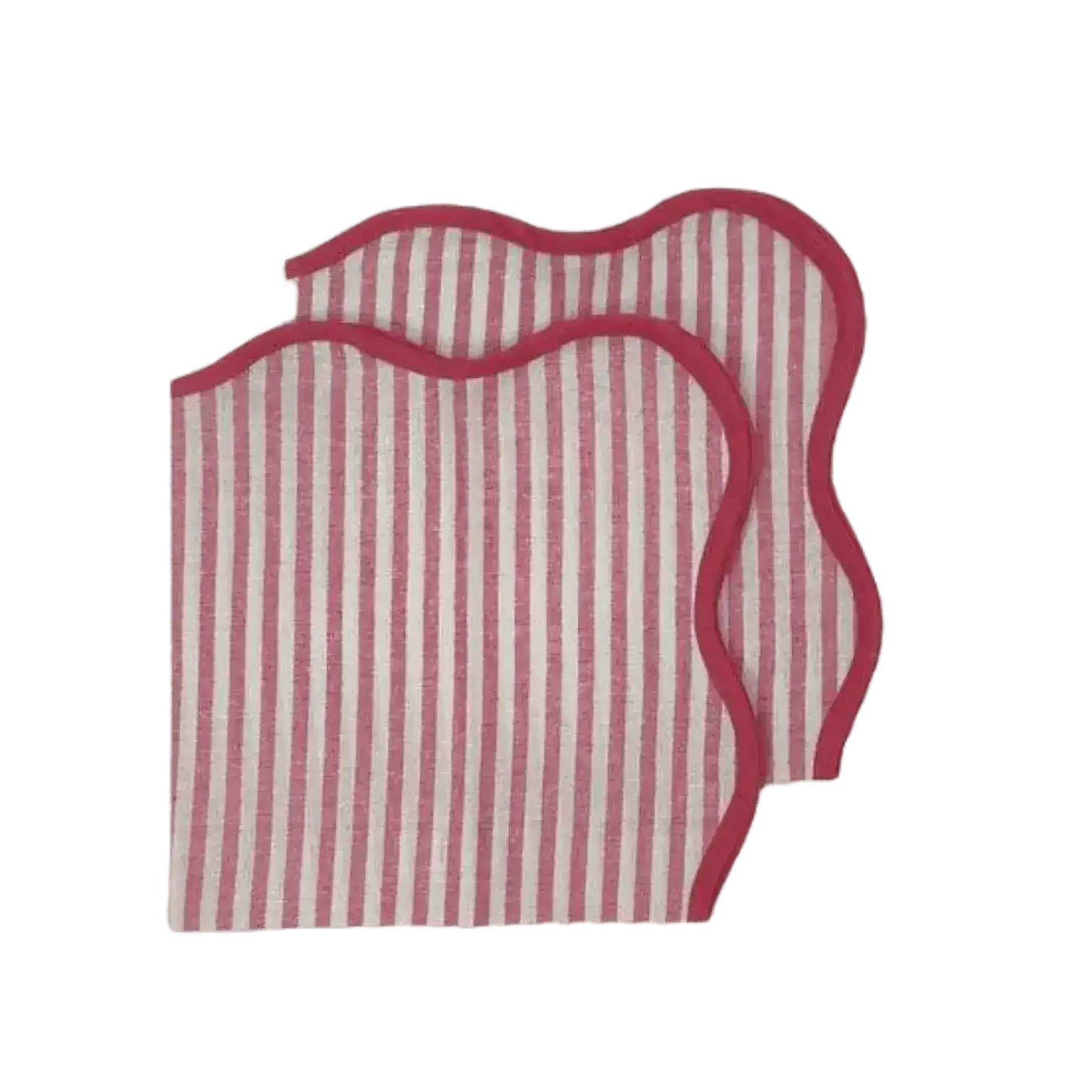 Scalloped Stripe Cotton Napkins - Set of 4