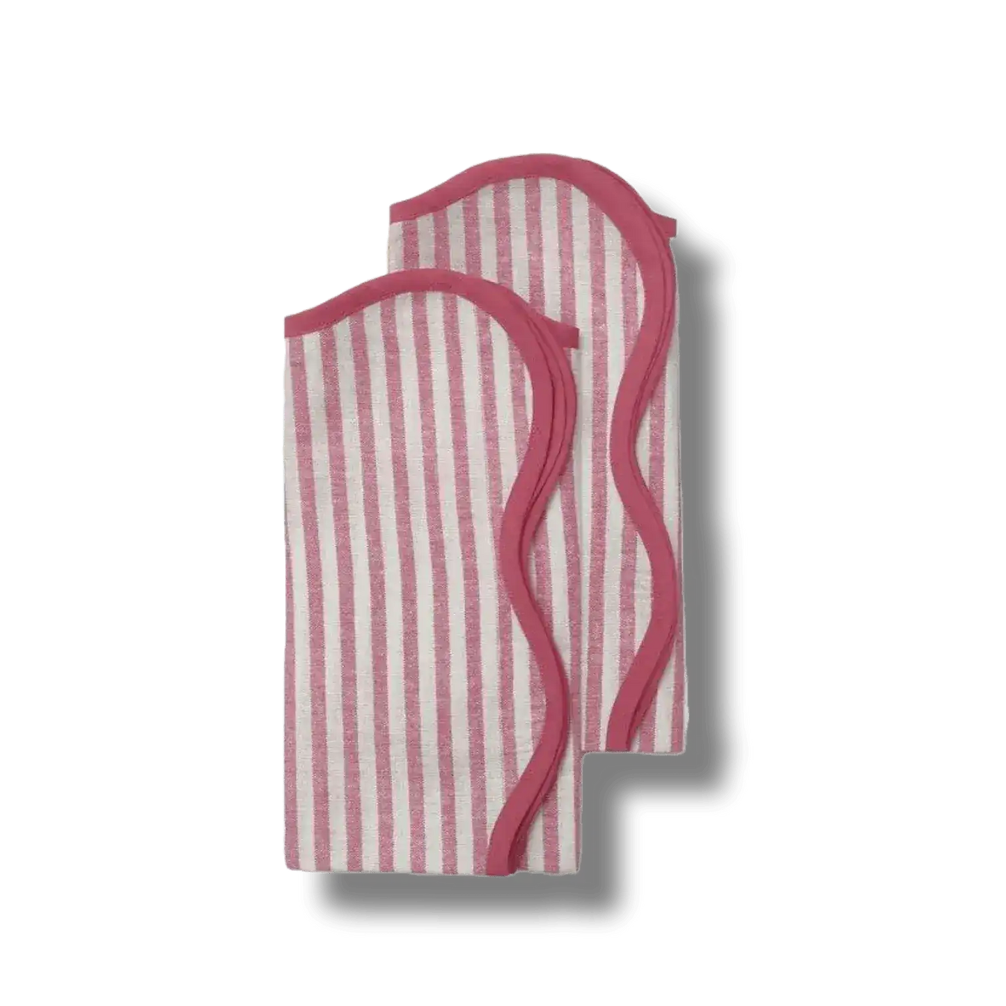 Scalloped Stripe Cotton Napkins - Set of 4