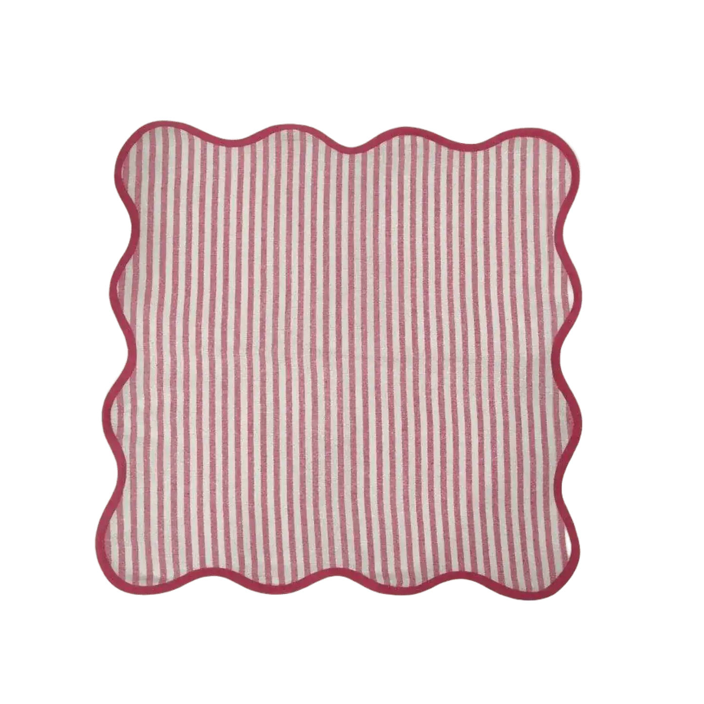 Scalloped Stripe Cotton Napkins - Set of 4