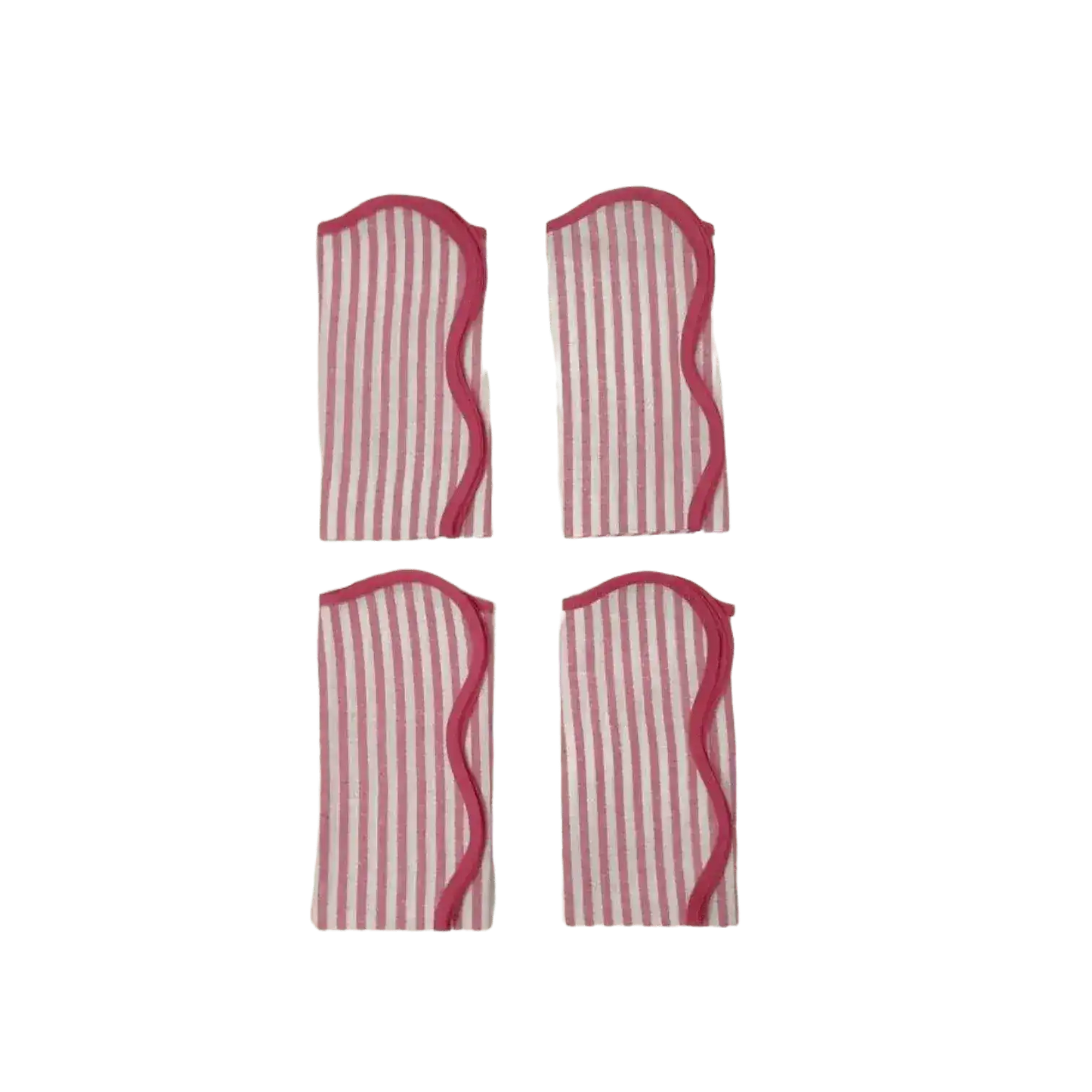 Scalloped Stripe Cotton Napkins - Set of 4
