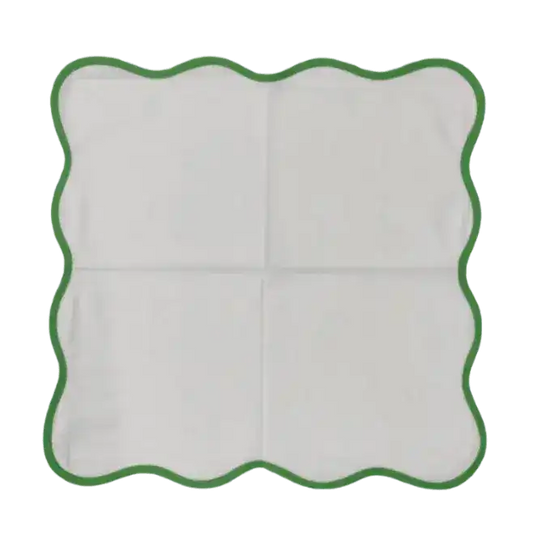 Scalloped White Square Cotton Napkins - MAIA HOMES