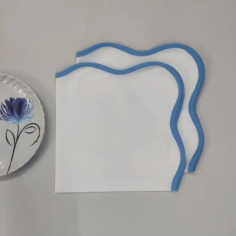 Scalloped White Square Cotton Napkins - MAIA HOMES