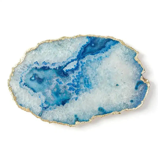 Serein Decor Blue Agate Cheese Board with Gold Trim - MAIA HOMES
