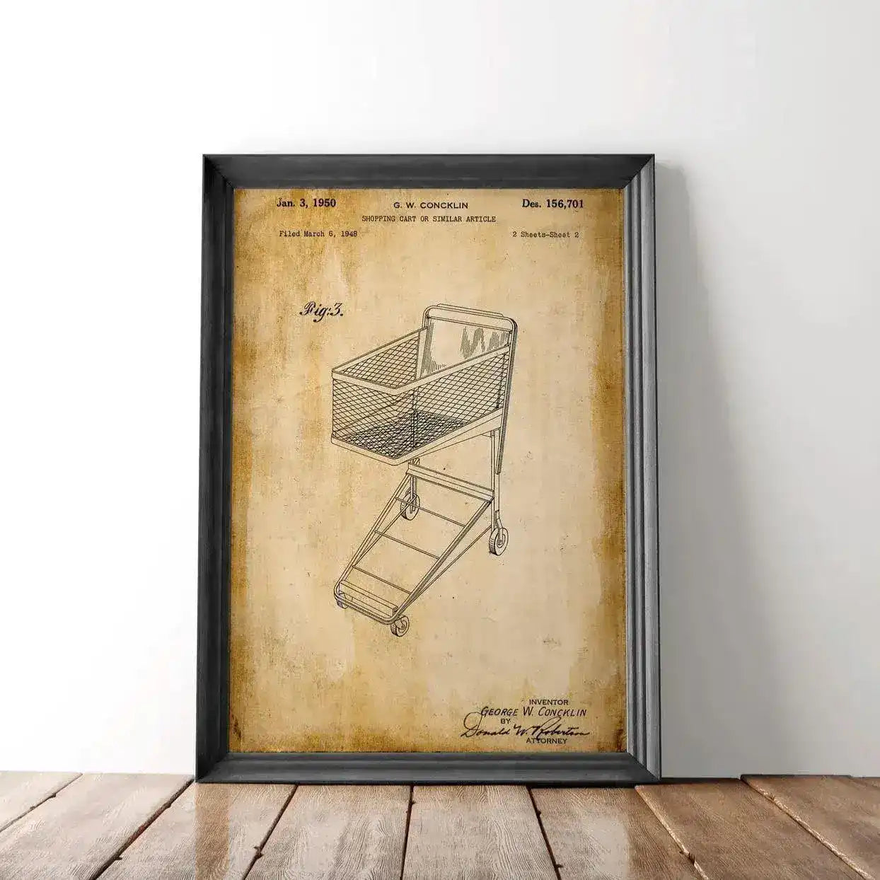 Shopping Cart Patent Poster Wall Print