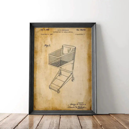 Shopping Cart Patent Poster Wall Print