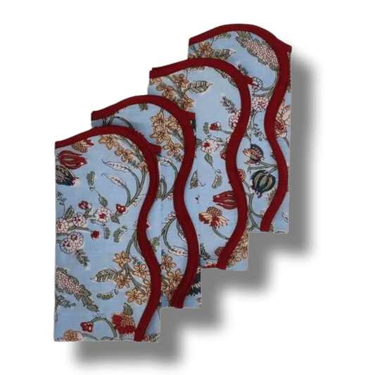 Skyer Hand Block Printed Cotton Napkins - MAIA HOMES