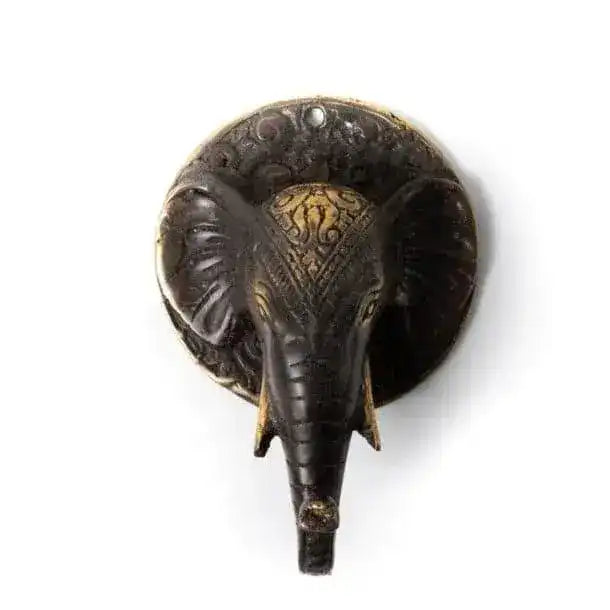 Solid Brass Elephant Head Wall Hook - MAIA HOMES