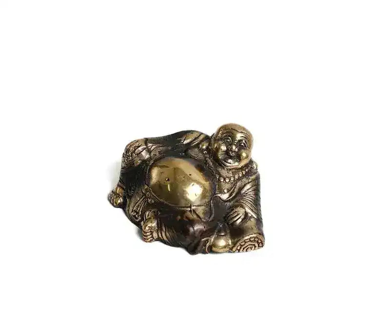 Solid Brass Mini Laughing Buddha Statue - MAIA HOMES