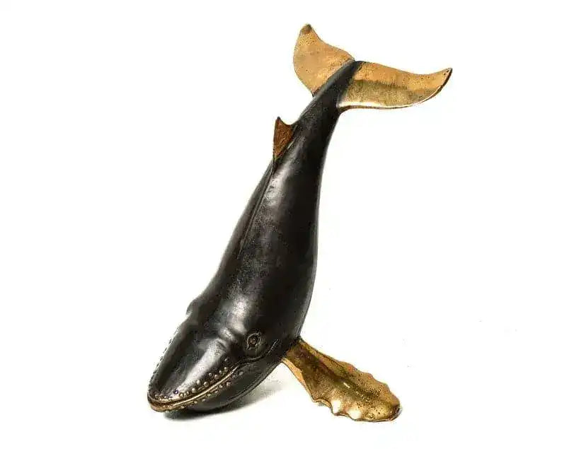 Solid Brass Posing Whale Figurine - MAIA HOMES