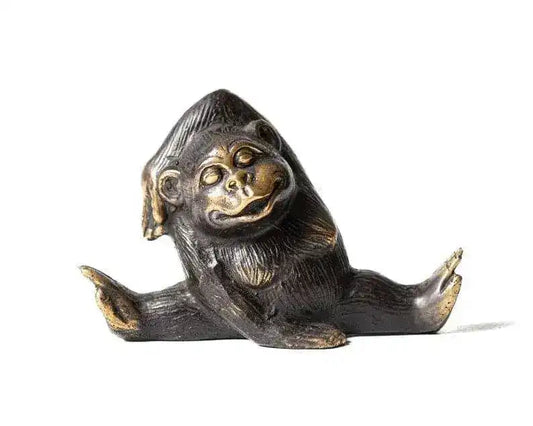 Solid Brass Yoga Monkeys Sculpture - MAIA HOMES