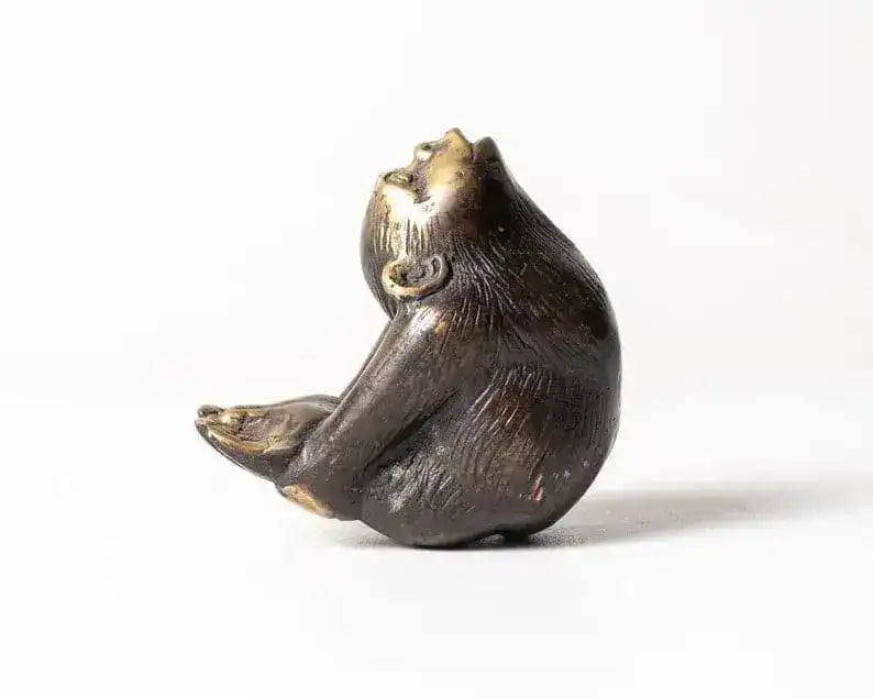 Solid Brass Yoga Monkeys Sculpture - MAIA HOMES