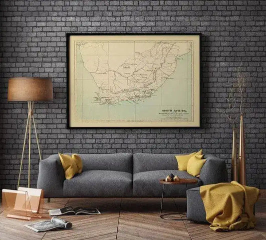 South Africa Map Print Wall Decor| South Africa Wall Art Print