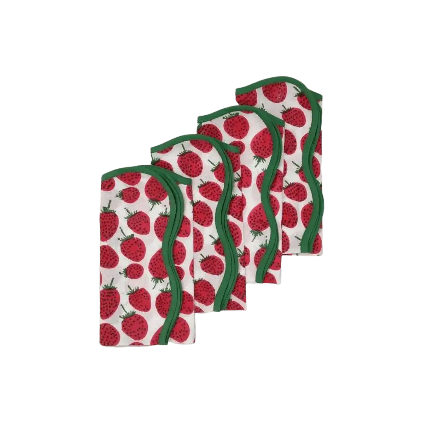 Strawberry Hand Block Printed Cotton Napkins