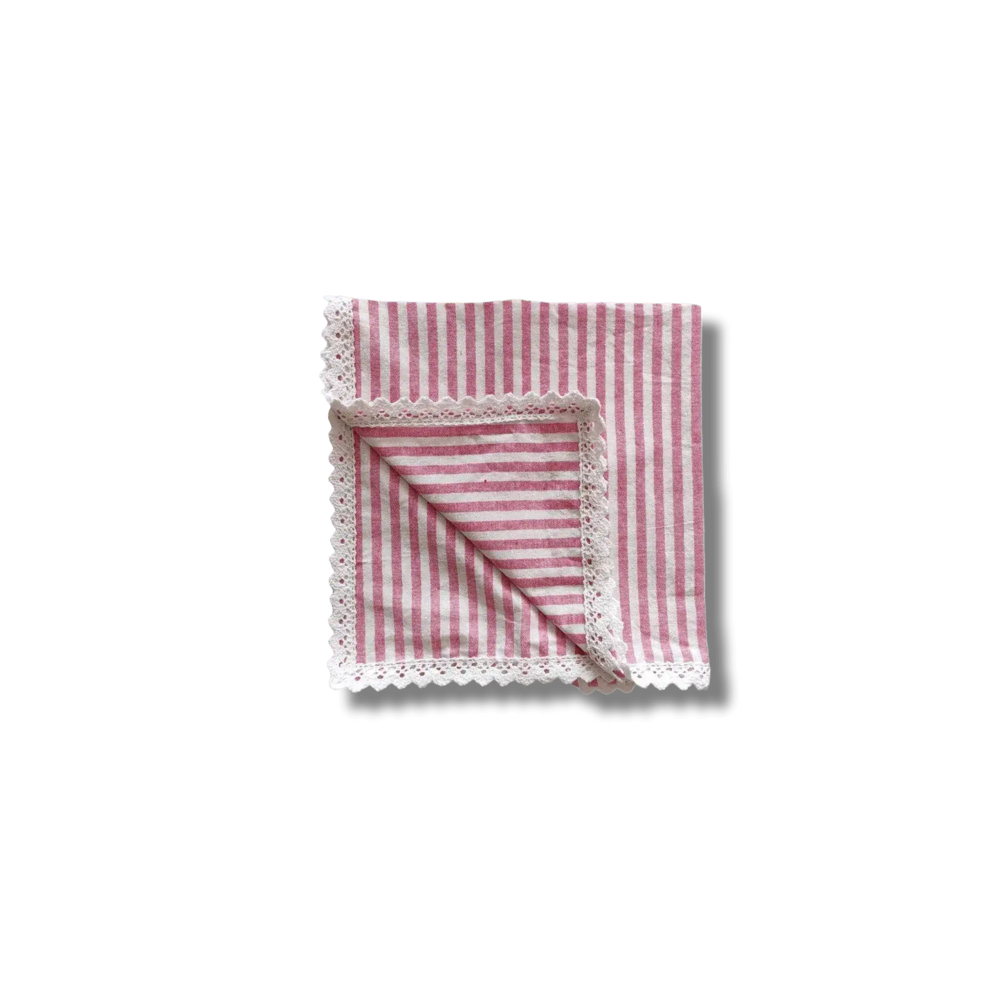 Striped Linen Napkins with White Lace