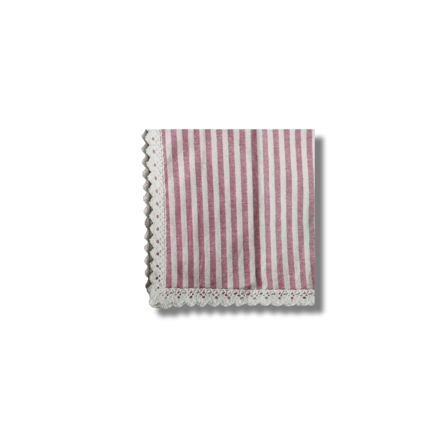 Striped Linen Napkins with White Lace